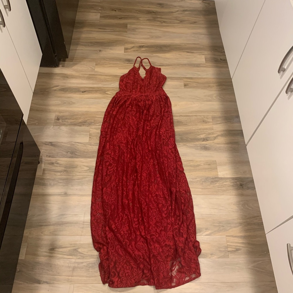 Red lace dress